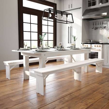 Flash Furniture Rectangle 40" W, 96" L, 29.75" H, Wood, Wood Grain XA-F-96X40-WH-GG